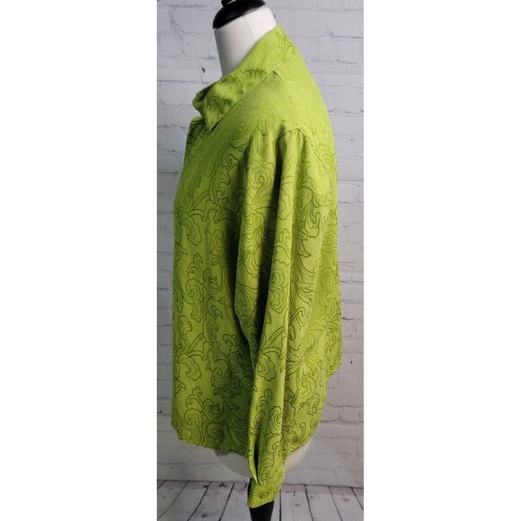 Vintage Studio Works Button Down Blouse Lime Green Floral Burnout size Sm Preppy - Picture 3 of 5